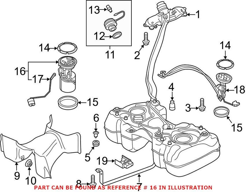 VW Electric Fuel Pump - Passenger Side 5QF919087J